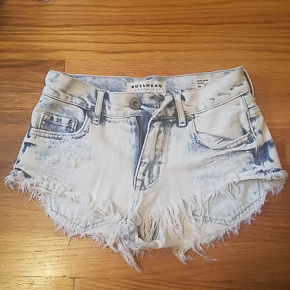 Bullhead High Rise Cut Off Denim Shorts